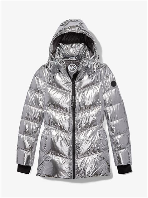 michael kors chevron packable jacket|michael kors metallic puffer jacket.